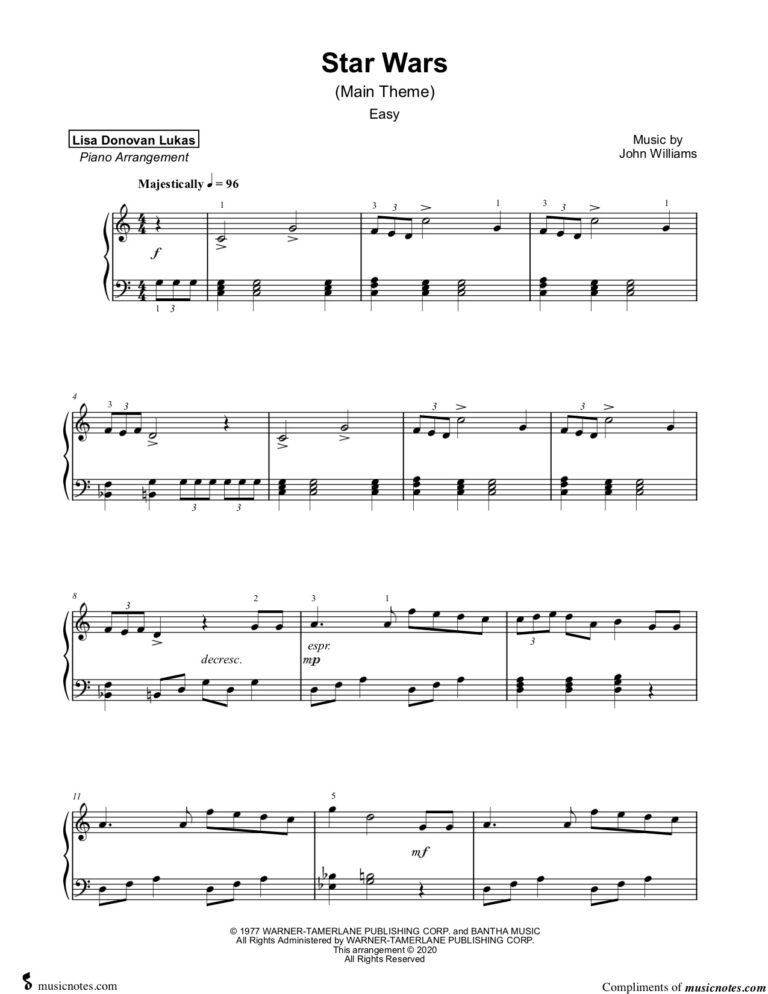 Star Wars (Main Theme) – Easy Piano | Lisa Donovan Lukas